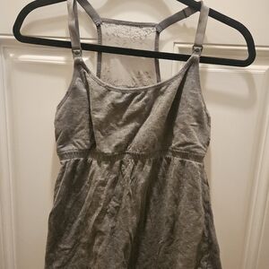Gray Lace Back Tank Top